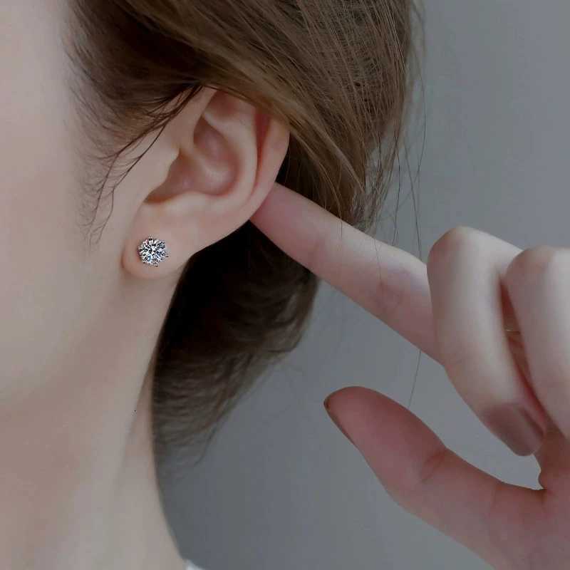 925 Sterling Silver Plated Wedding Fine Jewelry Gift TY D Color Brilliant Round Cut Lab Moissanite Dia Stud Earrings For Women XJ250718