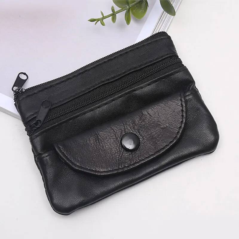 New Genuine Leather Zipper Coin Purse Men Women Clutches Wallet Change Bags Key Business Credit Card Holder Cash Pocket