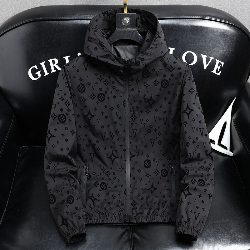 new Free shipping designer light luxury mens spring jacket men casual hooded loose fit large edition