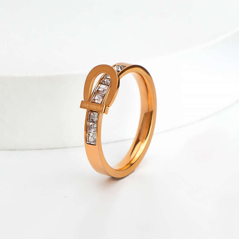 2021 Korean Fashion Belt Buckle Non-Fading Elegant Versatile Minimalist Style Titanium Steel for Women Index Finger Ring