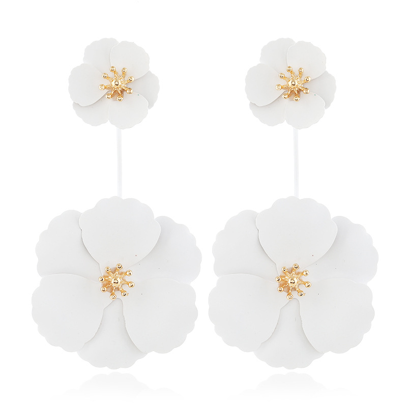 Rose Baked Lacquer Double Layer Flower Earrings for Women Fashion Ear Jewelry Accessories Hot Sale Party Gift 2025 New Style two ways stud