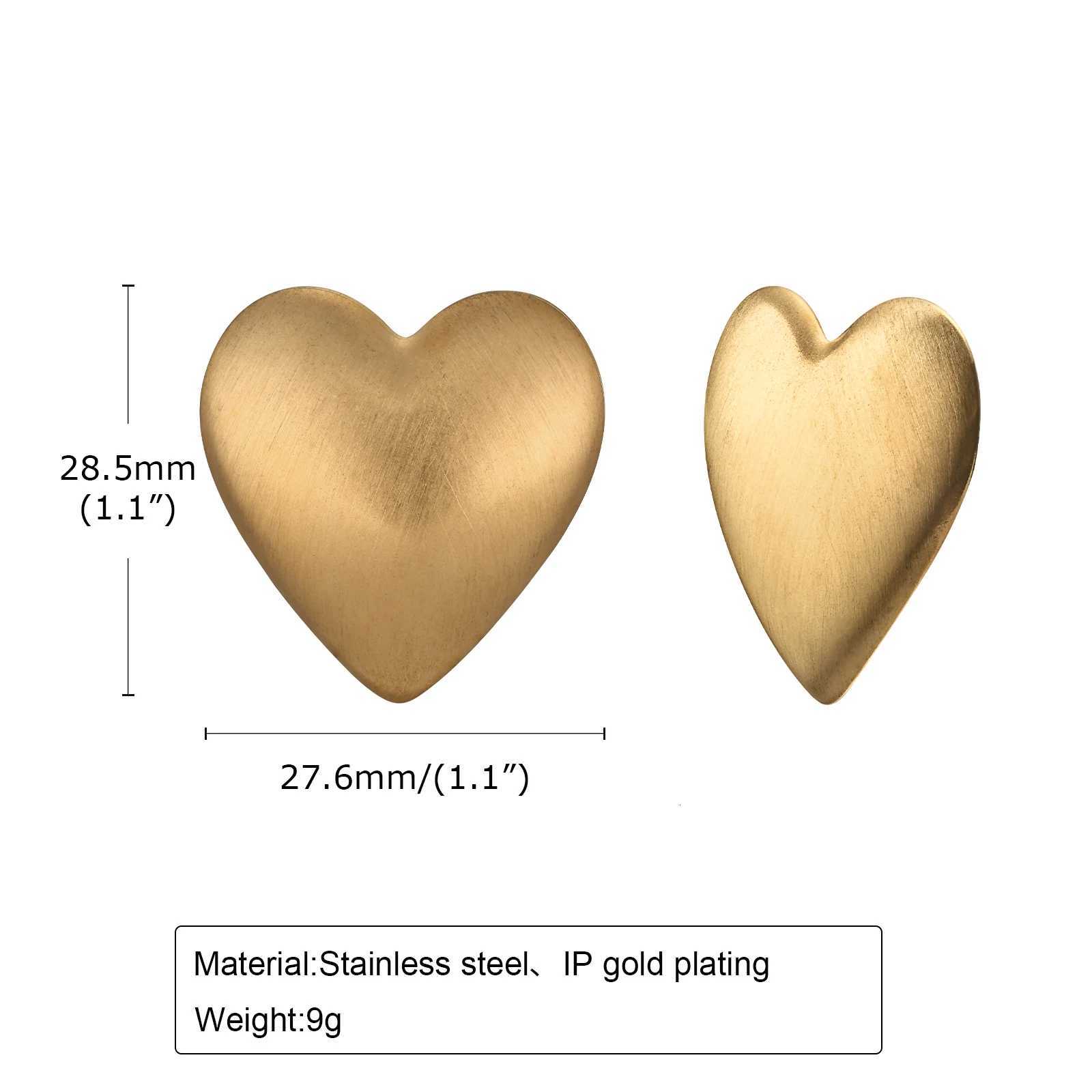 1 Pair Large Women Heart Stud Earrings Stainless Steel Gold Color Ear Gifts for Her Minimalist Dainty Chic Oversize Jewelry XJ250718