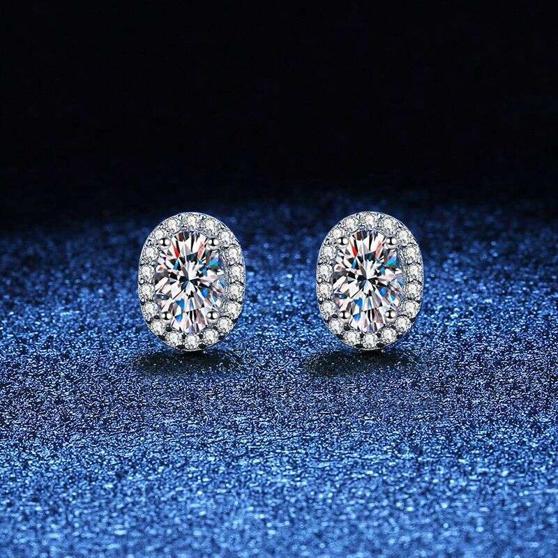 S Pure Sier Plated with D Color 1 Carat for Women Classic Egg-Shaped Drop Moissanite Earrings 0b1