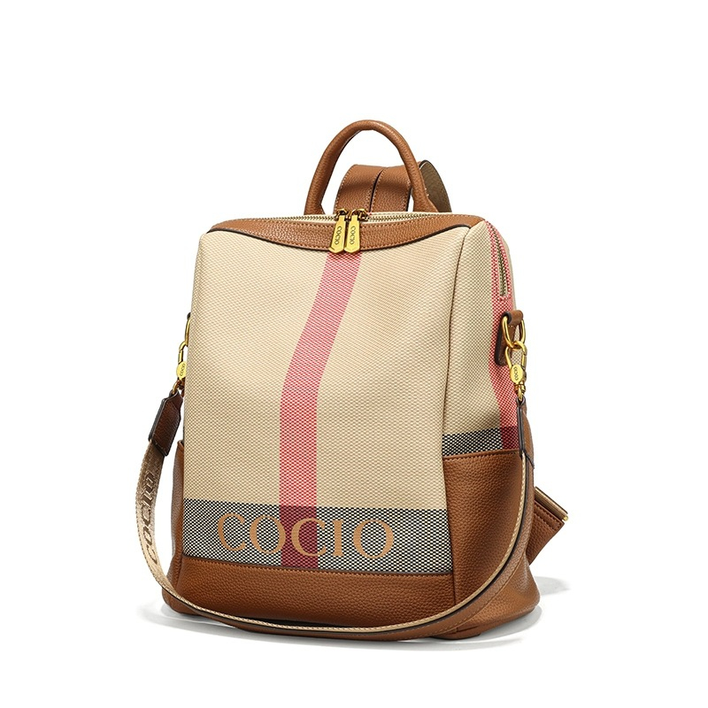 COCIO designer Grid patterned large capacity fashionable casual backpack mens and womens multifunctional travel bag