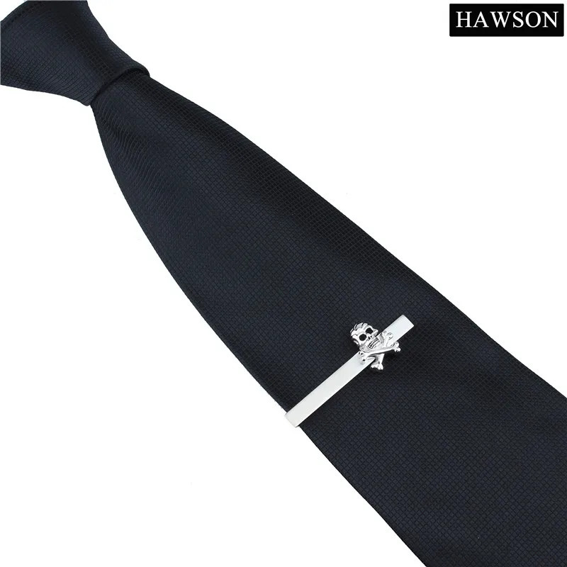 HAWSON Tie Clips for men Bar with Skull Skeleton n Casual mens Party Jewelry Accessories Gifts 250715