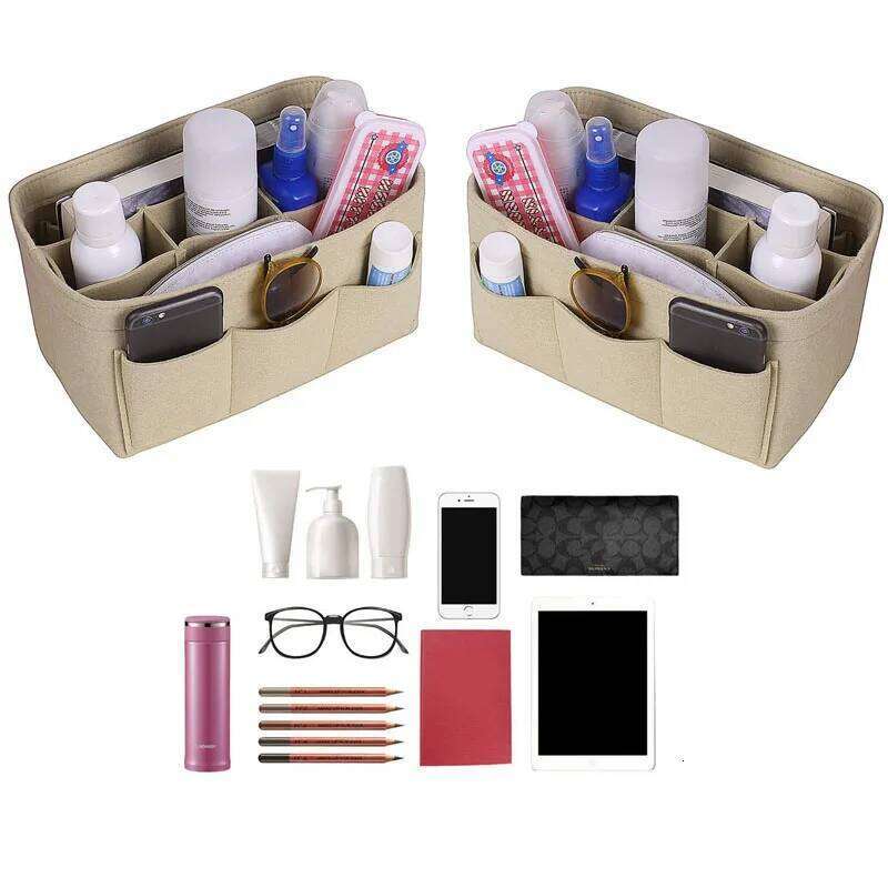 Fashion Women Cosmetic And Make up Organizer Insert For Handbag Felt Cloth Inner Bag Fits Various Bags X250718 X250718