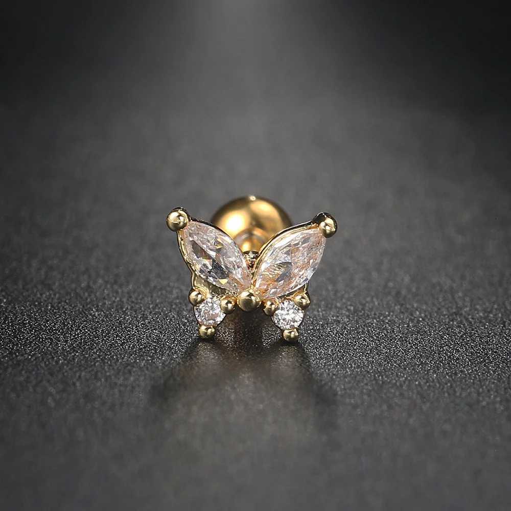 1pc Helix Piercing Butterfly Earrings Women Trend Zircon Mini Cartilage Ear Jewelry Daith Piercing Rook Tragus Body Accessories XJ250718