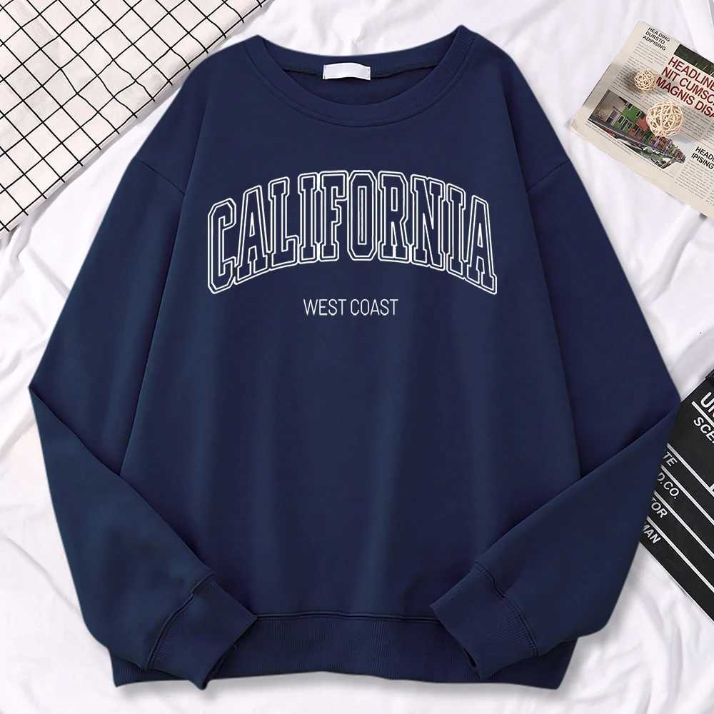 Winter Fashion WomenS Sweatshirts California West Print Hooded Crewneck All-Math Pullovers Loose Warm Female Streetwear Z250719