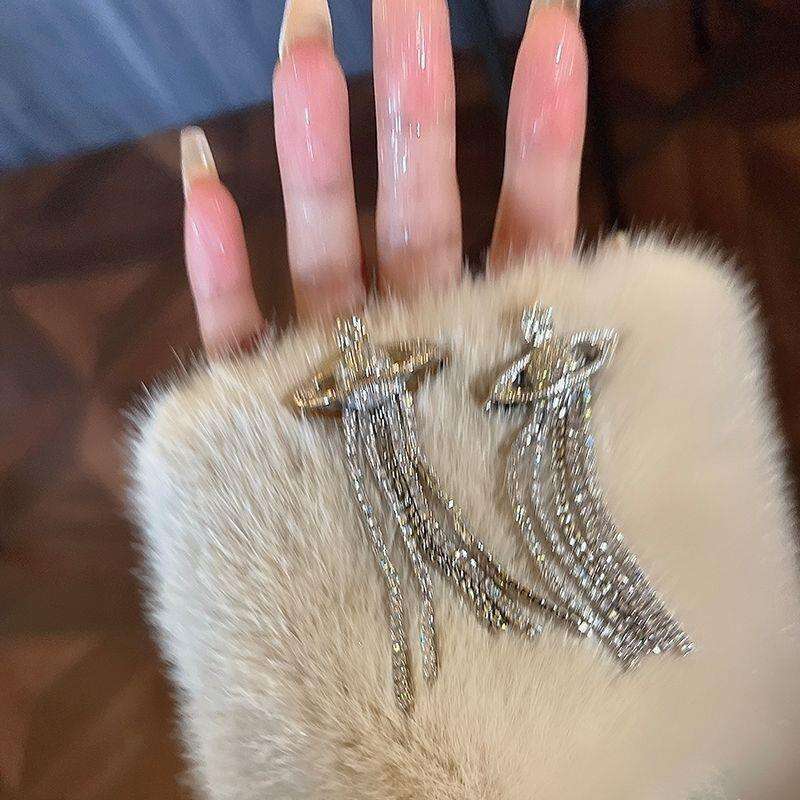 Dongju Saturn Invitation Sexy Explosive Super Shiny Planet Long Elegant Versatile Tassel Earrings Make Face Look Smaller