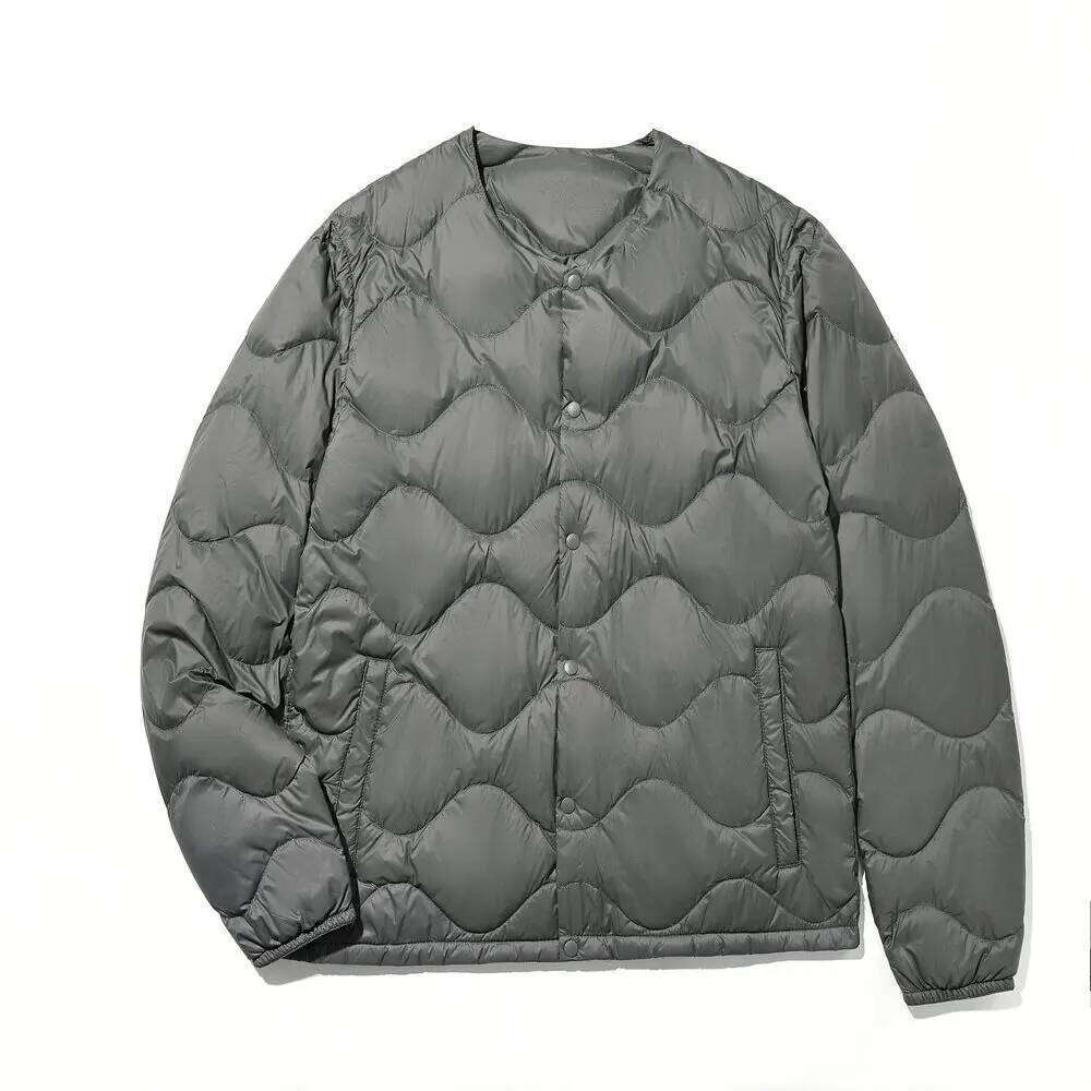 2024 New Style Men's Round Neck Thin Gourd Liner Lightweight Collarless Down Jacket