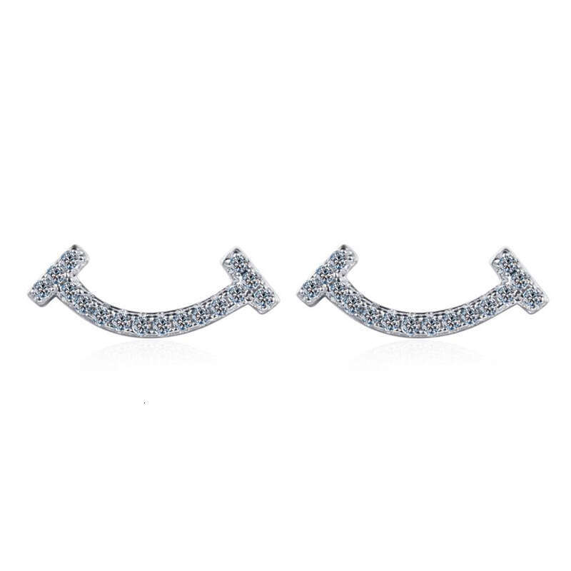 Smiley Face S Pure Sier Moissanite Full Dia Internet Celebrity Personality Geometric Earrings 756