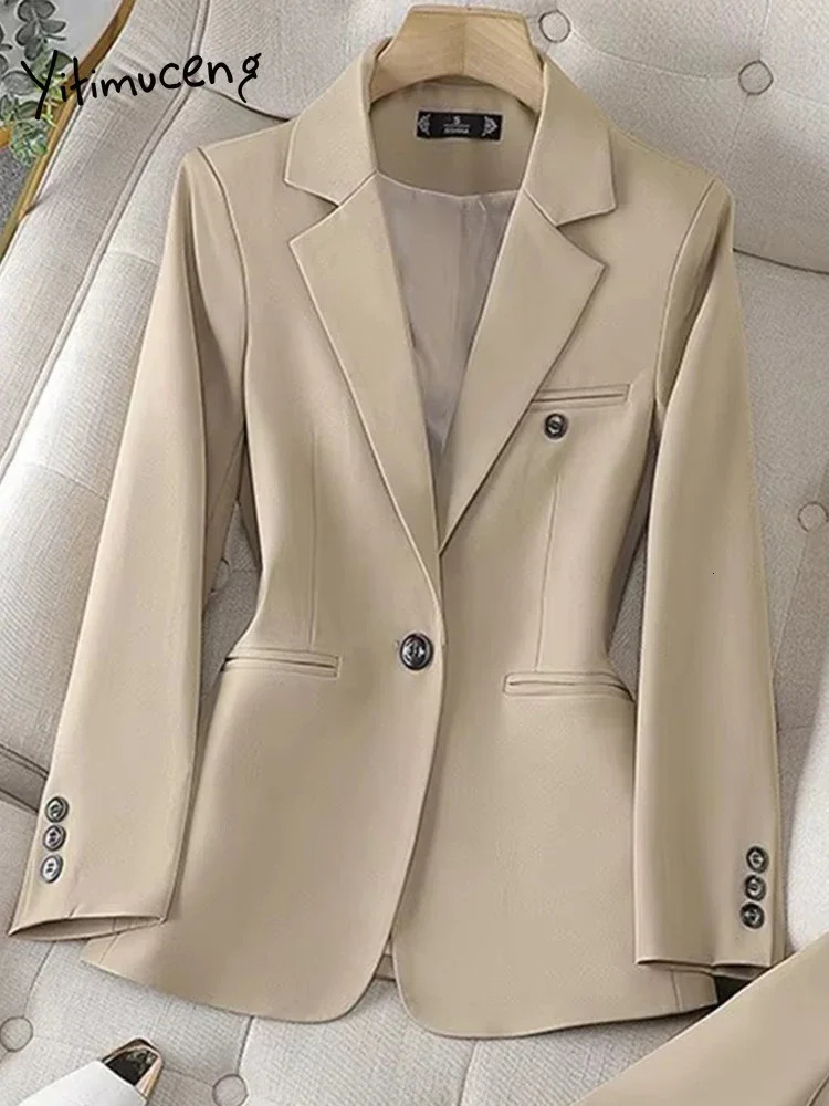 Casual Blue Blazer Suits Women Office Wear Long Sleeve Single Button Jacket 2 Pieces Set Chic Fashion Pant Suits Elegant Ladies 250715