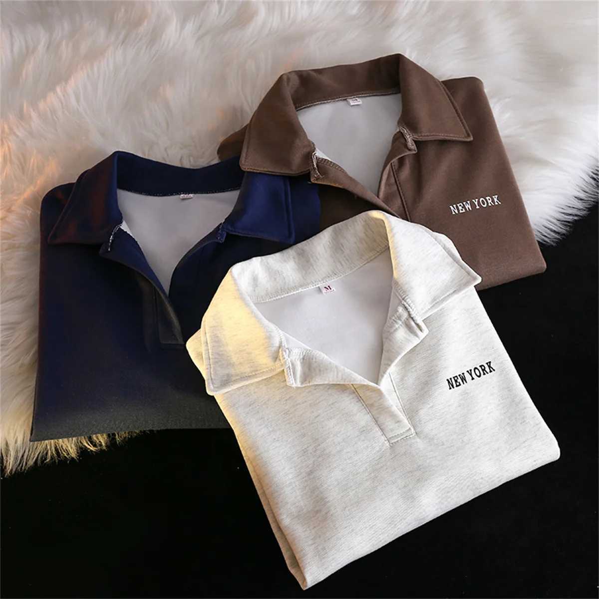 Fashion Vintage Neck Hoodies Women 2025 Autumn Winter New Long SLeeve Pullover Tops Chic Korean Streetwear Casual Loose Top Z250719