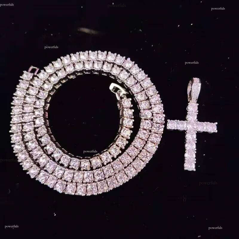 Unisex Contemporary Cross Necklace Featuring Brilliant VS Grade Moissonsit Diamonds