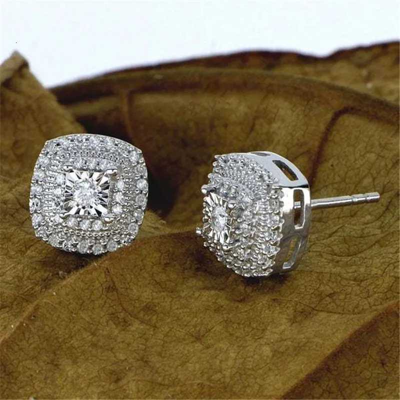 925 Sterling Silver Cubic Zirconia Stud Earrings for Princess Square Shape Versatile Style Fancy Gift Women Earring Jewelry XJ250718