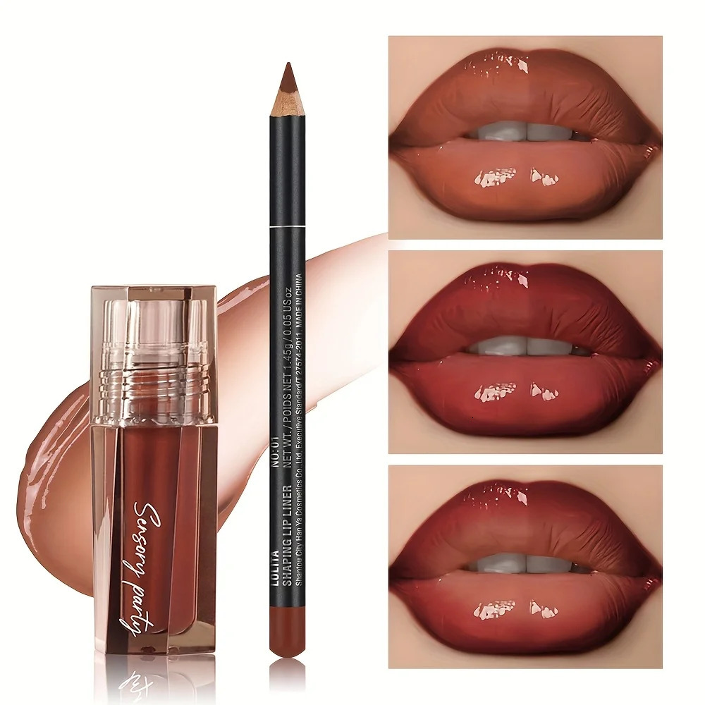 Hydrating Lip Gloss Lip Liner Set - Define Your Lips with 3D PrecisionPerfectly Versatile for Every Makeup Style 250717