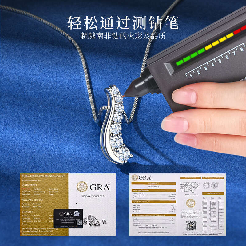 Commuting Fashion Versatile S-Shaped Small Waist Necklace S Pure Sier Light Niche Moissanite Pendant New Model