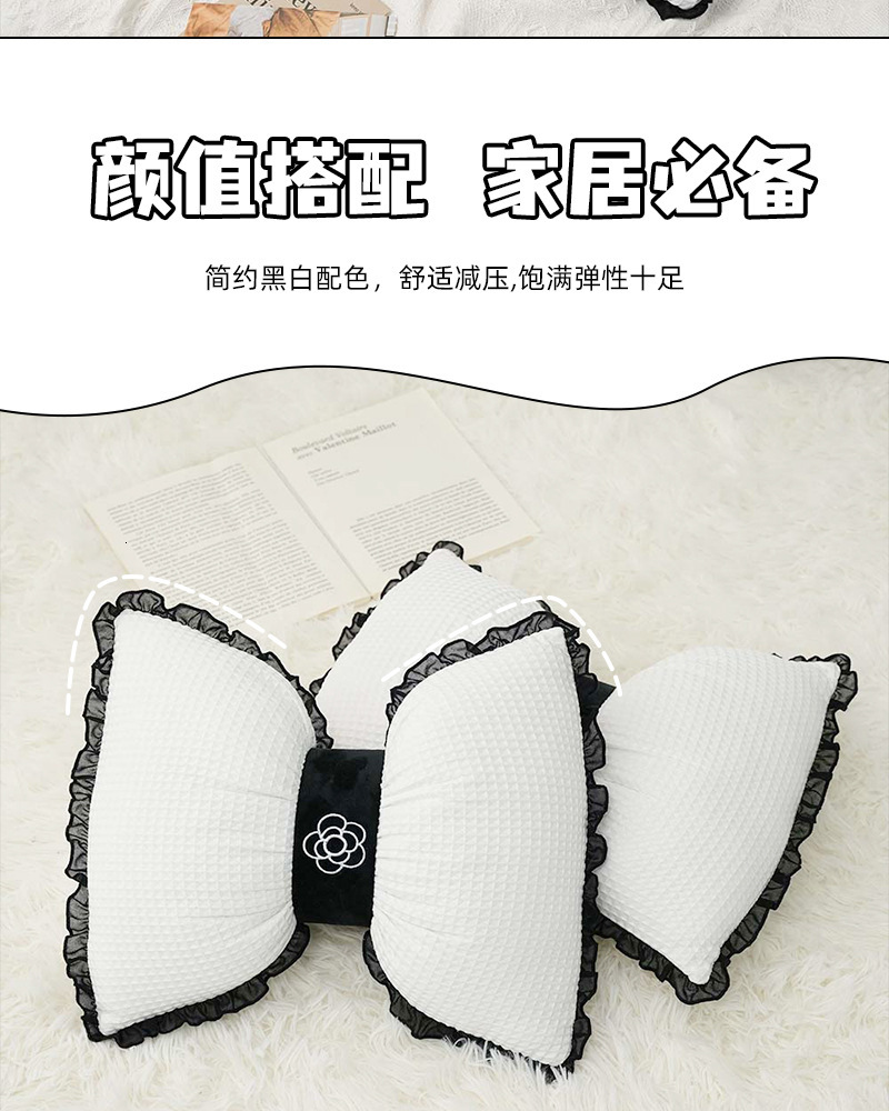 Lanjia Waffle Bowknot Cushion Lace Edge Camellia Lumbar Summer Cool Breathable Comfortable Waist Support Girly Living Room Pillow Ddmythur E C Fe