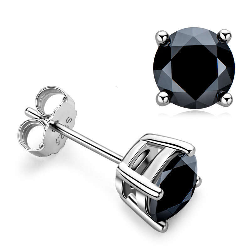 Fashion Personality Trendy Unisex Sier Gold Plated Black Moissanite Earrings