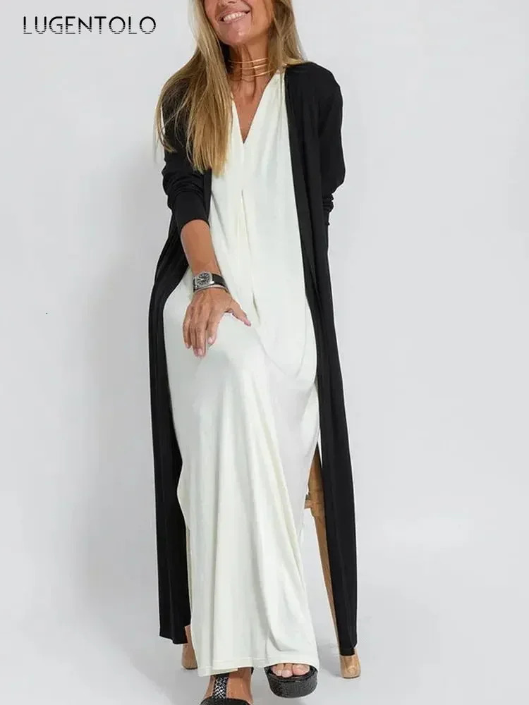Long Sleeve Trench Women Split End Beach Vacation Thin Spring Summer Female Cardigan Casual Elegant Solid Loose Coat 250714