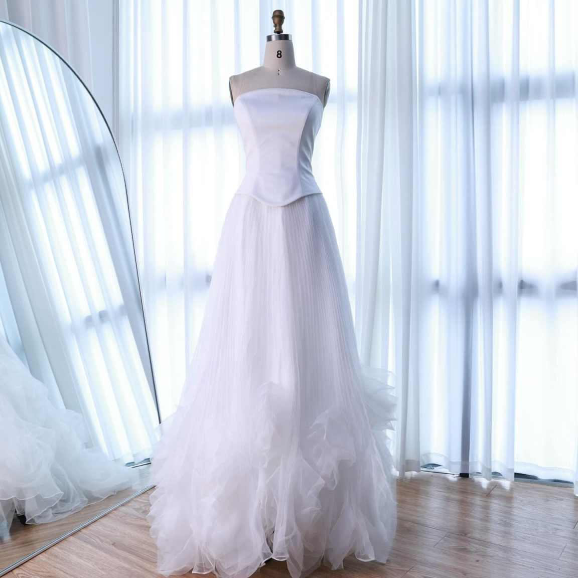 Simple Elegant Evening Dresses Strapless Flowers A Line Zipper Backless Evening Party Gowns Customized