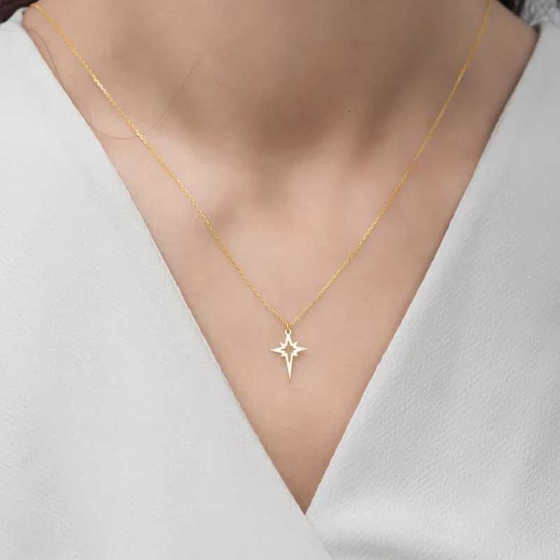 Stainless Steel Jewelry Geometric Minimalist Star Pendant Choker Necklaces North Star Necklace For Women Collares Para Mujer W250718