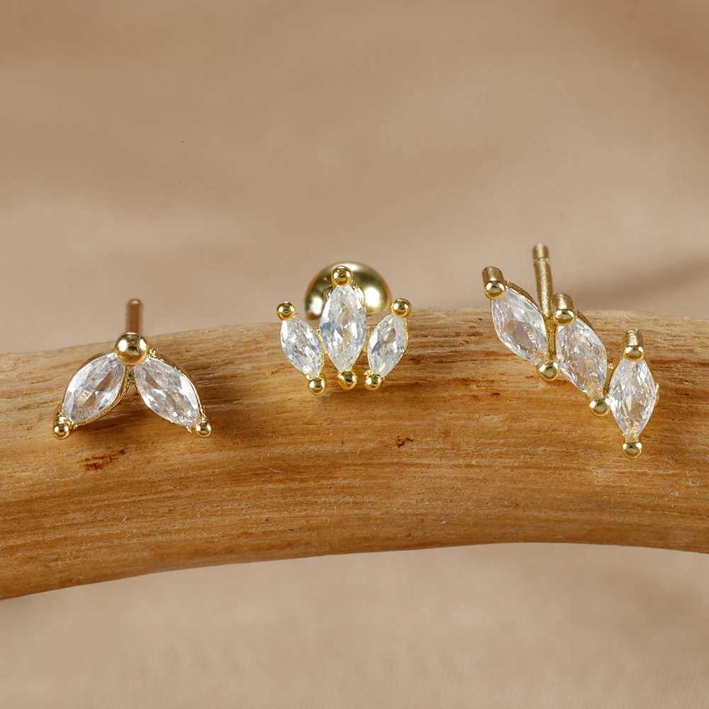 3PCS Stainless Steel Gold Color Crown Stud Earring Set for Women 14K Gold Plated Crystal Zircon Unique Horse Eye Earring Jewelry XJ250718