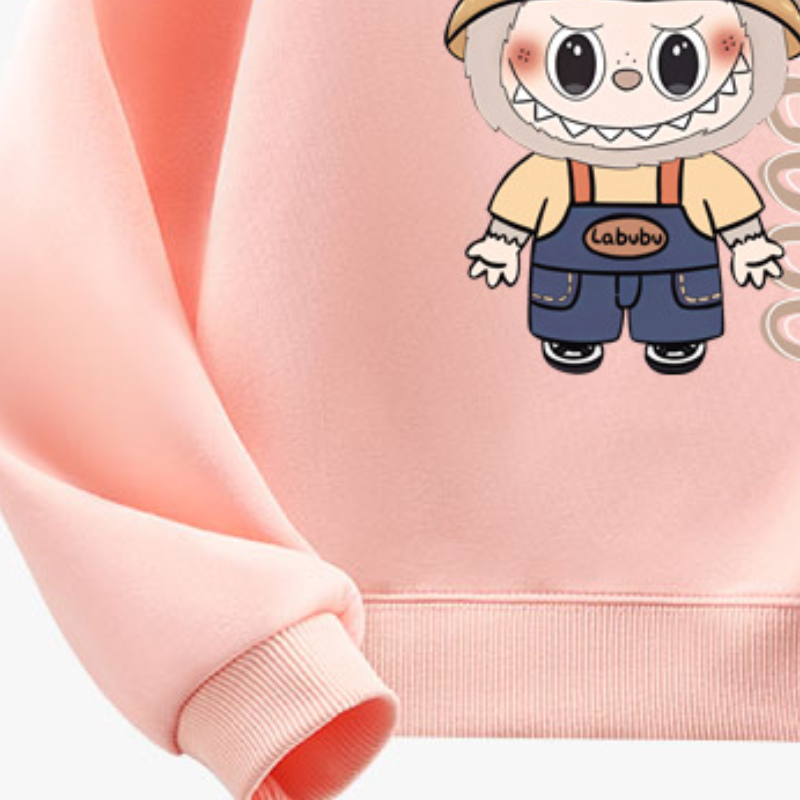 LABUBU pure cotton children's long-sleeved top soft and comfortable pattern printing design children's spring and autumn top comfortable and