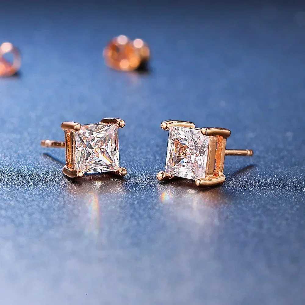 1 Pair Trend Square Zircon Piercing Stud Earrings For Men Women Classic Gold Silver Color Ear Accessories Fashion Jewelry XJ250718