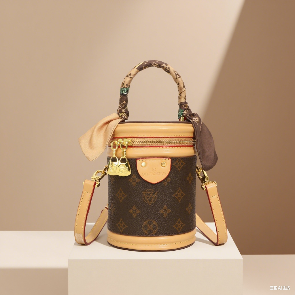 Retro 2025 New Fashion Zipper Shoulder Crossbody Bag Printing Splicing Women's Bucket Bag