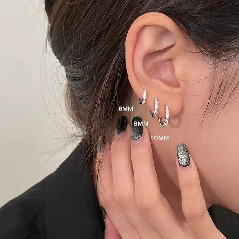 925 Sterling Silver Diamond Studded Hoop Earrings for Women Ear Buckle Circle Trendy Jewelry Gift Dropshipping XJ250718