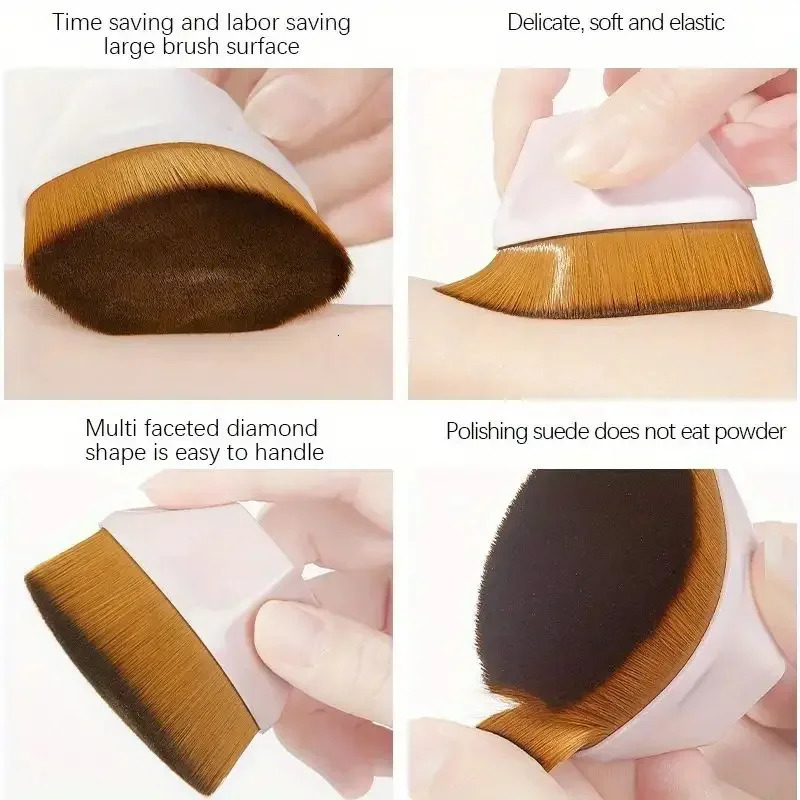 1Pc Kabuki Tanning Brush With Silicone Cleaning Pad - Portable No-Mess Foundation Self-Tanner Applicator For Face And Body 250716