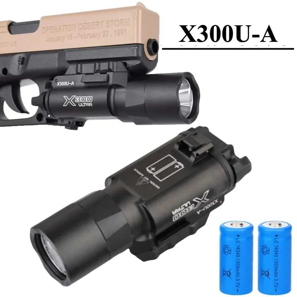 Tactical Surir X300U Tactical Flashlight Metal Pistol Scout Light Airsoft Weapon Gun Light Hunting Accessories Fit 20MM Rail XJ250718