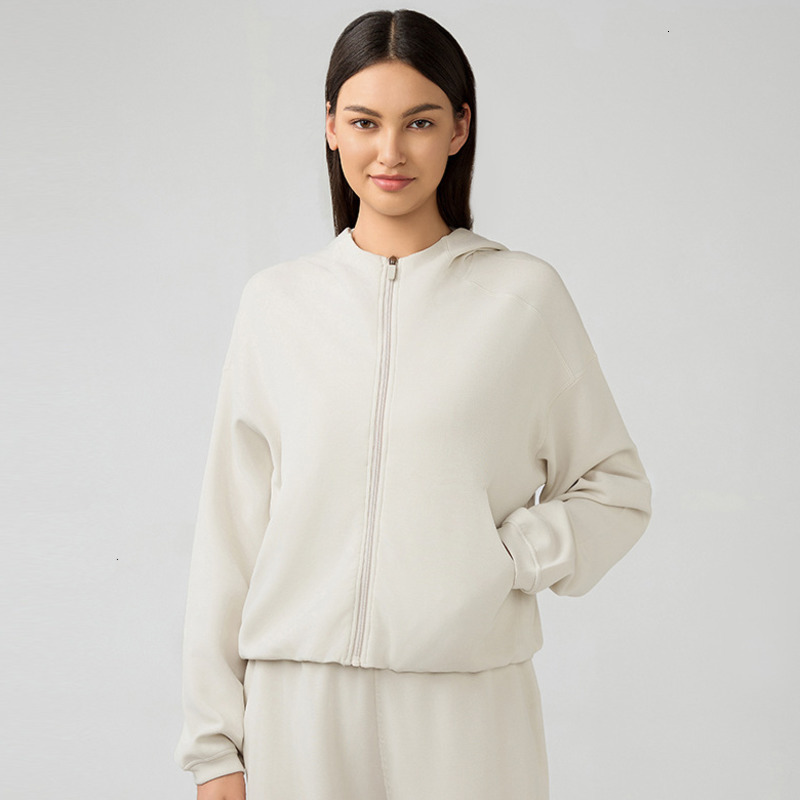 Yoga Outfits Softstreme Hoodie Full Zip Women Autumn Winter Sports Sweater Loose Gym Jacket Fitness Short Plush Coat Sweatshirt