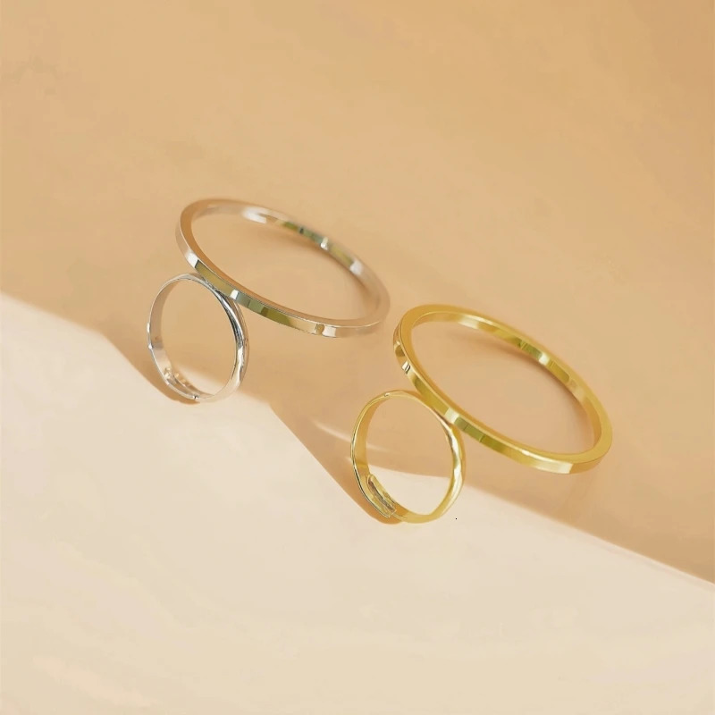 2-piece set of simple European and American hollow circle ring set for womens daily versatile brass material model 250716