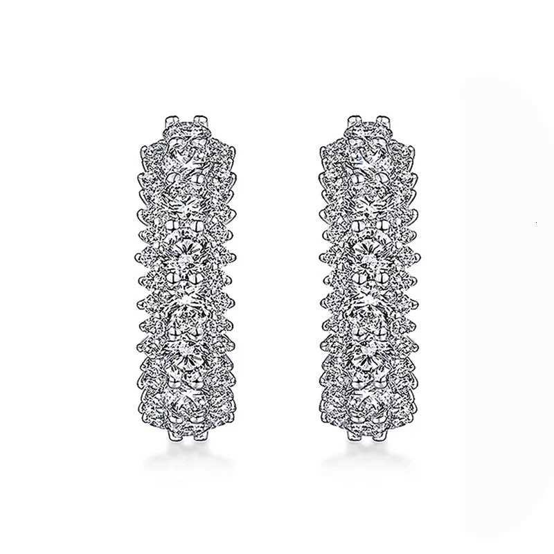 8-Color Dazzling White Cubic Zirconia Hoop Earrings Luxury Ear Accessories for Women Wedding Party Aesthetic Jewelry New Arrival XJ250718