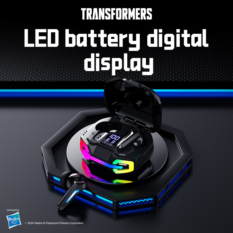 Transformers RGB Headphones fashion design TWS Bluetooth 5.4 Headset Long Endurance TF-T22 Low Latency Gaming Battery Display HIFI stereo Music Earbud