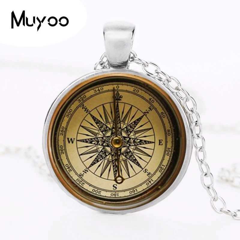 Steampunk Cpass Cabochon Pendant Art Cpass Necklace Jewelry Bronze Chain Necklace Pendant for Women / Men HZ1 W250718
