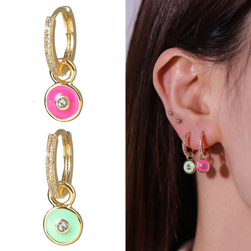 Kenjie Designer Oil Drop Dia-Encrusted Geometric Hoop Earrings Set for Women Summer Style