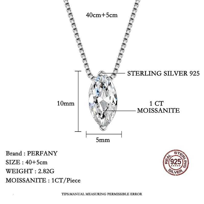 PERFANY 1CT Marquis Cut Moissanite Necklace for Wen S925 Pure Silver Water Dropt Diamond Pendant Fashion Party Jewelry W250718