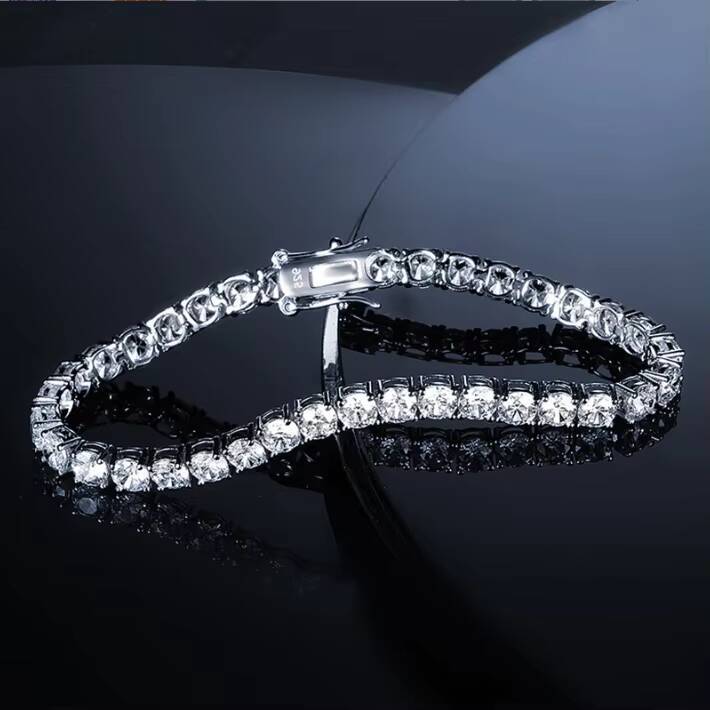 S925 Sterling Silver Moissanite 2mm Tennis Bracelet High-End Classic Style for Party or Gift Fashion Trend