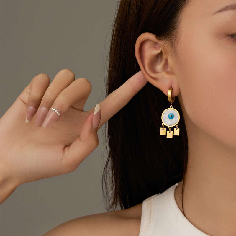 Hot Selling Natural Stone Diy Light High Sense Eye Earrings Niche Ins Style Jewelry