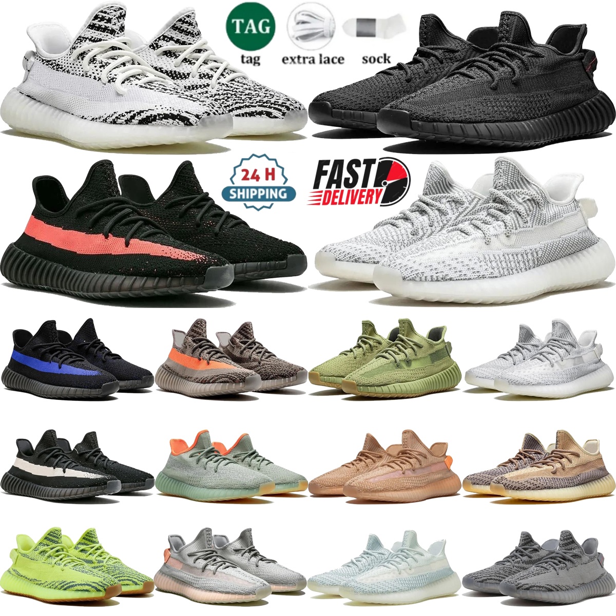 Top Quality designer v2 35o shoes classics men shoes women Boost Comfortable foot feel black white sneakers Outdoor motion Casual Shoe trainer running shoe size 36-48
