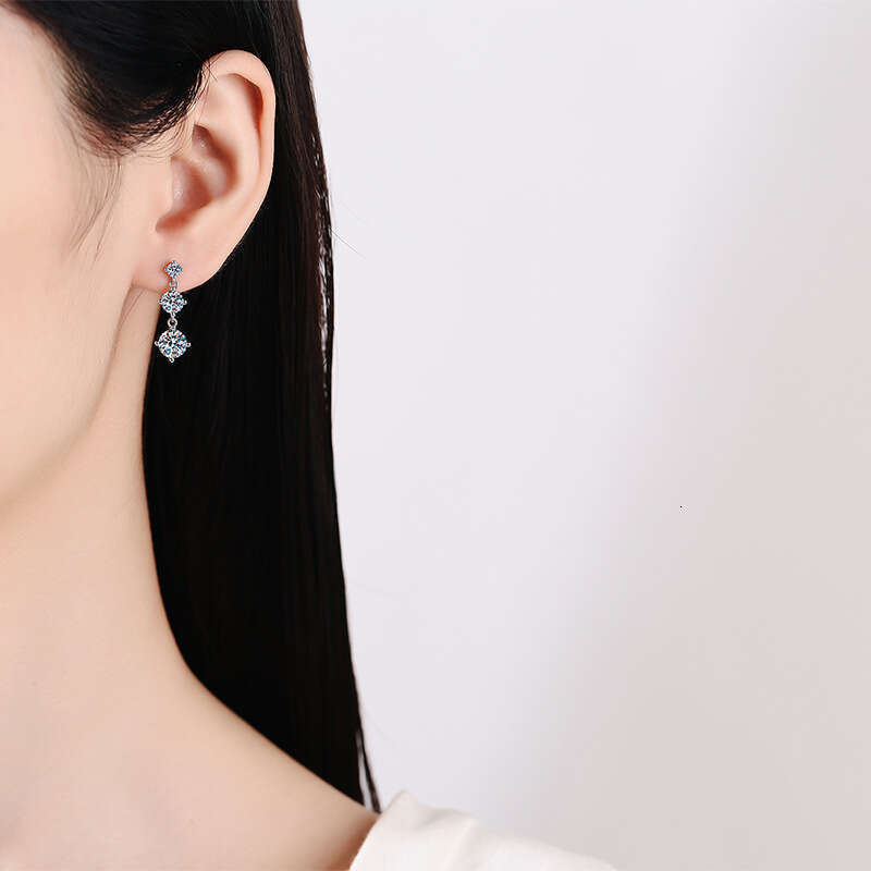 S Pure Sier Korean Style Full Tassel 3.2 Carat Moissanite Stud Earrings 3ff