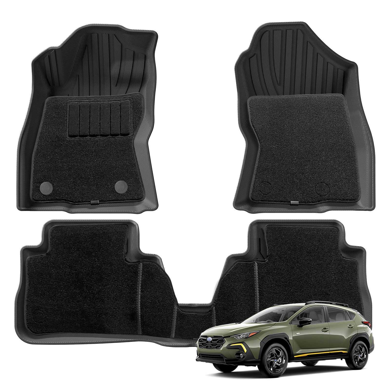 4 Subaru Crosstrek 2024 TPE ZD Car Floor Mats Cargo Liner Trunk Pad Al Weather Waterproof Black Left Rudder S25719