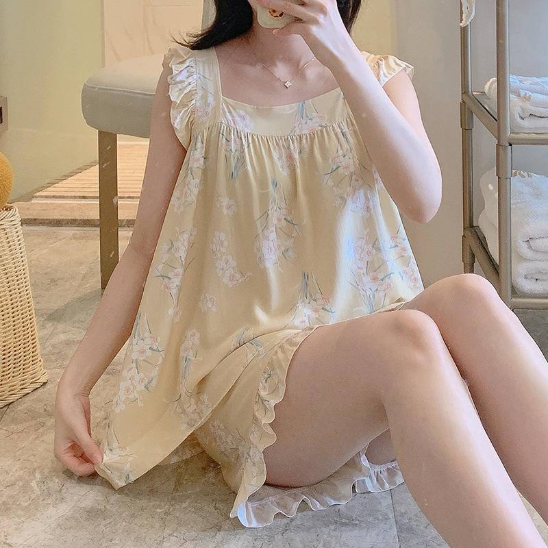 Y25-Summer pajamas for women, thin style, can be worn outside, student cotton silk home clothes, spring and summer new cotton silk suit