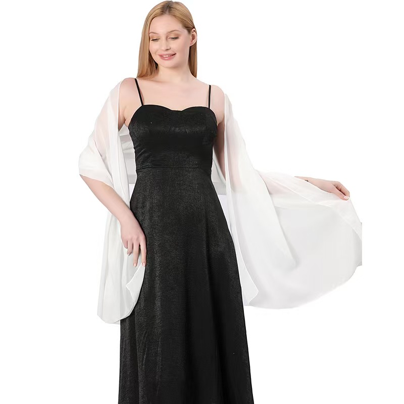 K1397 High Quality Pure Color Chiffon Lengthened Shawl Bride Bridesmaids Wedding Dress Prom Party Dinner Shawl Female