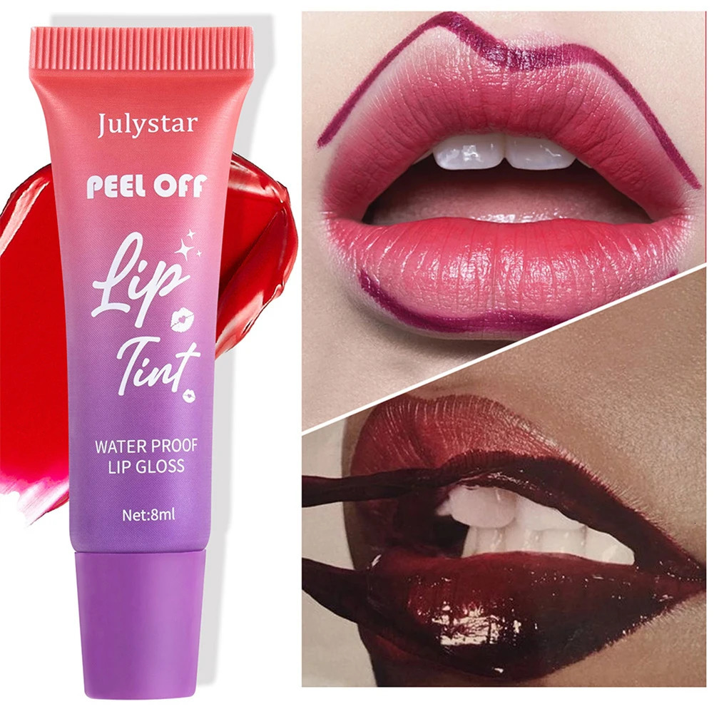 6 Colors Tear Off Lip Glaze Fruity Matte Liquid Lipstick Tint Color Dye Waterproof Lip Stain Lasting Makeup Peel Off Cosmetics 250717