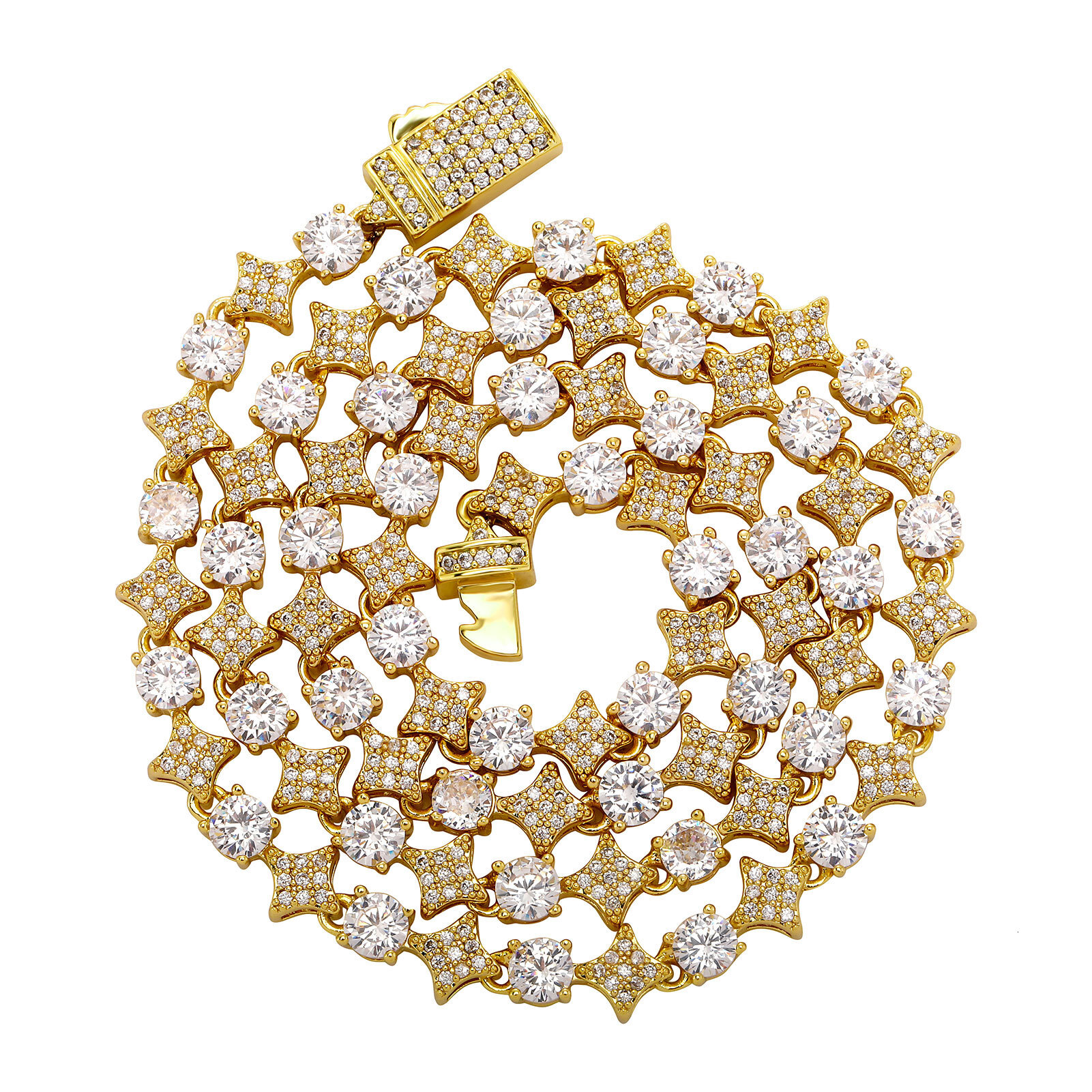 4mm 6mm Iced out Star Studded Hip Hop Tennis Chain Necklace 8mm Luxury Moissanite Starburst Bracelet Anklet Bling Bling Jewelry