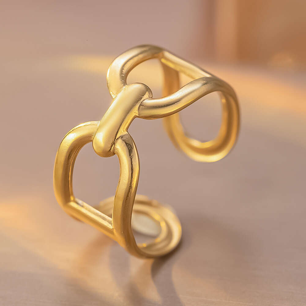 Trendy Irregular Geometric Stainless for Men and Women, Personalized Couple Heart Open Adjustable Titanium Steel Ring